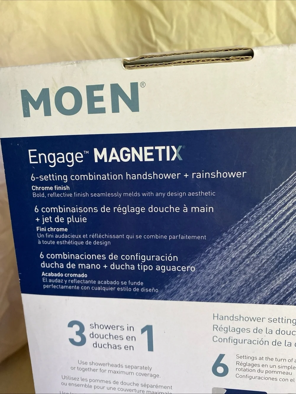 NIB Moen 26009 Magnetix Engage Six-Function Dual Hand & Rain Shower Chrome